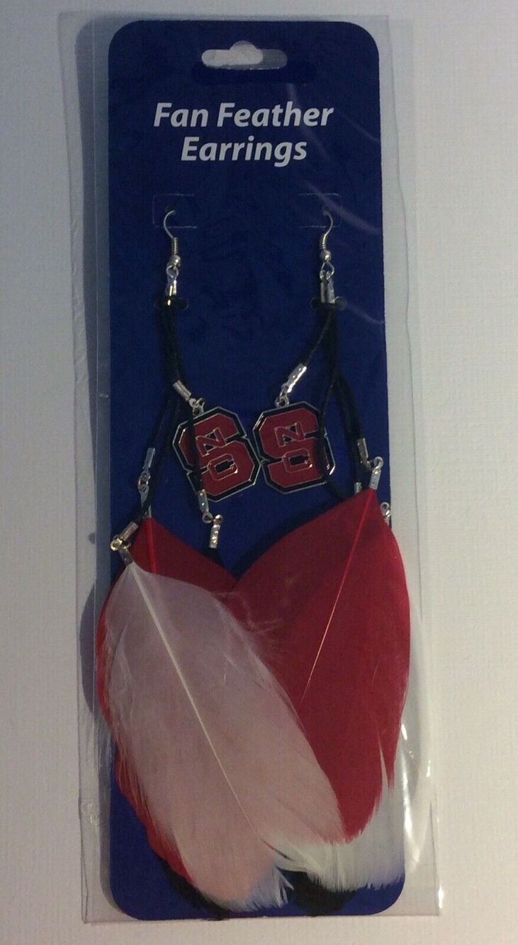 NCAA NC STATE WOLFPACK Jewelry Earrings Team Color Dangle Feather Sports Novelty